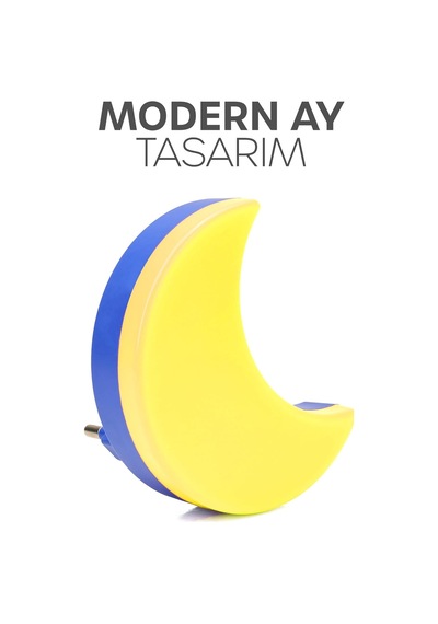 Yarım Ay Gece Lambası On/off Tuşlu Koridor Hol Işığı Uyuma Işığı Sarı K6975 Diğer