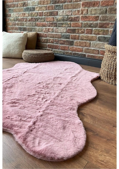 Tavşan Tüyü Post Peluş Ultra Yumuşak Post Puffy Cappuccino Pembe