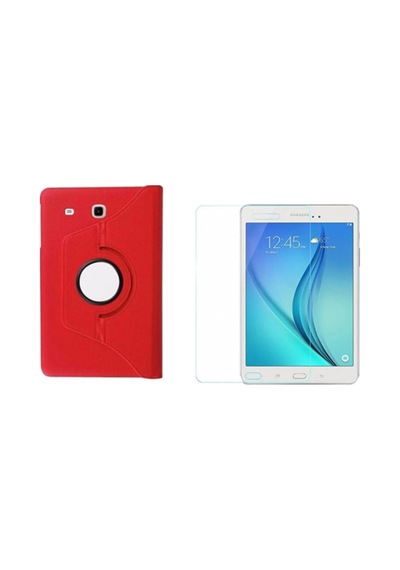 Samsung Galaxy Tab A 8.0 - T350 Dönebilen Stant Kapaklı 360 Dönerli Tablet Kılıf + Ekran Koruyucu Kapaklı Kılıf