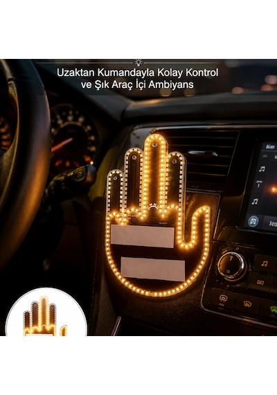 Uzaktan Kumandalı El Orta Parmak Led Araç Camına Özel Yeni Nesil
