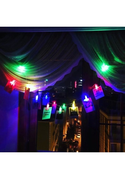 Renkli Işıklı Mandallı Fotoğraf Albümü 10 Lu - Rgb Gün Işığı