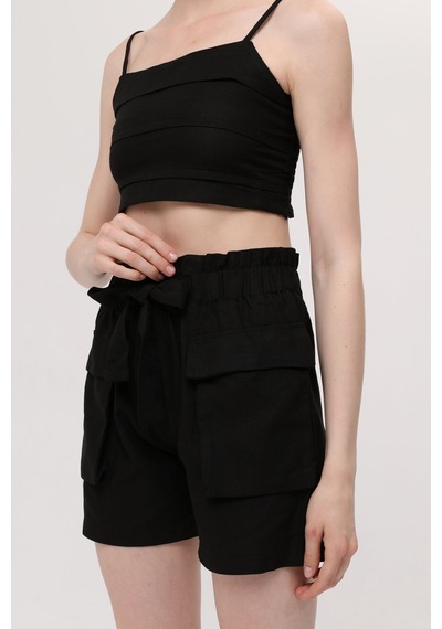 Hgfashion İkili Crop Şort Takım Siyah Renk Siyah