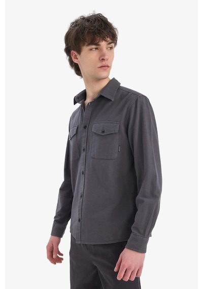 DeFacto %100 Pamuk Regular Fit Polo Yaka Basic Düz Uzun Kollu Gömlek B2654AX25SPAR104