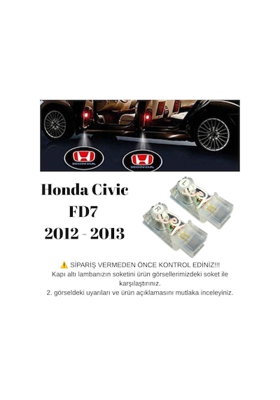 Honda Civic Fd7 2012 2013 Uyumlu Araca Özel Kapı Altı Led 3 Boyutlu Logo Lazer Işık Geçmeli Mod 2