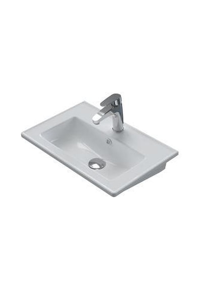 Turkuaz Cerastyle Arte Plus Etajer Uyumlu Lavabo 55 36 Cm Beyaz