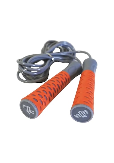 Woqes Rulmanlı Pvc Atlama İpi 2.8 Metre Kaymaz Saplı Fitness Ve Kardiyo İpi Turuncu-gri