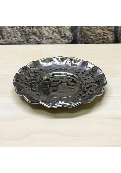 Çirtlikli Bakır Çay Tabağı Gümüş