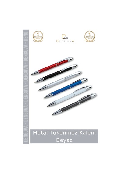 Kalem Lüks Promosyon Logo Baskılı Kurumsal Hediye Şık Dayanıklı Prestij Metal Tükenmez Kalem Beyaz