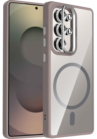 Galaxy Uyumlu S25 Ultra Kılıf Standlı + Kamera Lens Koruma Setli M-safe Şarj Özellikli Mkst Derin Mor Derin Mor