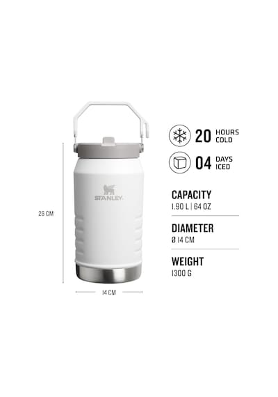 Stanley The Iceflow Flip Straw 1.9 L Pipetli Termos Beyaz