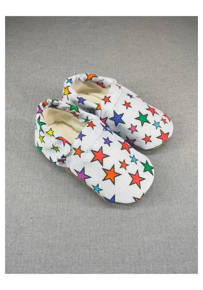 Loove Bebe Bebek Kız Erkekörme Kumaş Ergonomik Ev Kreş Patik Panduf Ayakkabı Yıldızlı Gri