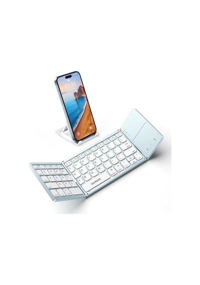 Samsung Uyumlu Samsers Touchpadli Katlanabilir Bluetooth Klavye Bt X 1 Sky Blue