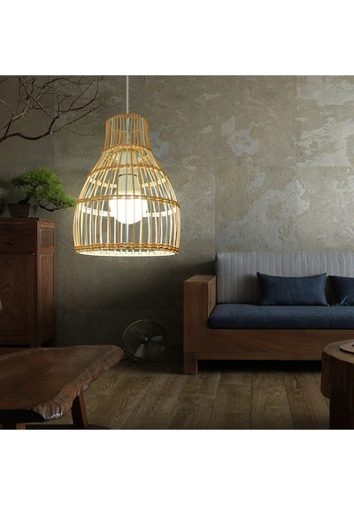 Suntek Rattan Abajur Avize Işık Fikstürü Kapak Art 18cmx26cm Bej