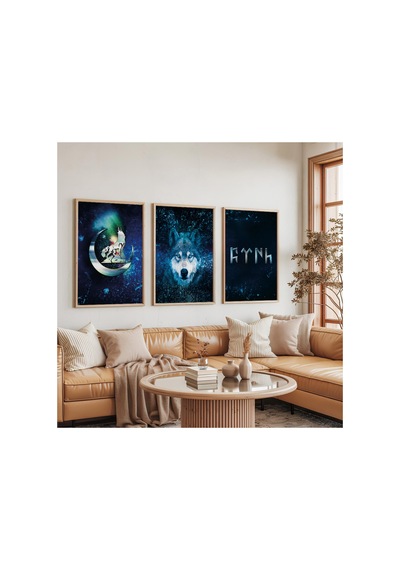 Ahşap Çerçeveli İslami Sanat Üçlü Ahşap Tablo Seti