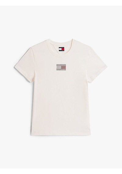 Tommy Hilfiger Dw0dw21965 Tjw Reg Party Flag Kadın Tişört Beyaz