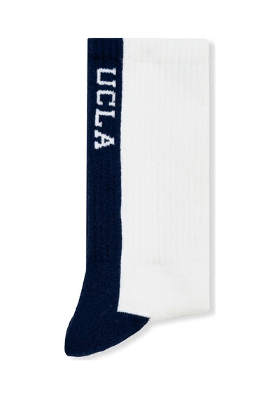 Ucla Renley 3'lü Beyaz-lacivert Uzun Jakarlı Pamuk Standard Fit Unisex Çorap