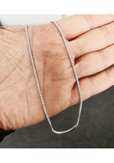 1,5 Mm Taşlı Gümüş Suyolu Choker Kolye Rose Gold