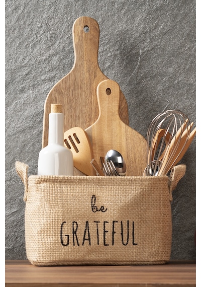 Ocean Home Textile Be Grateful Jüt Sepet 24 x 17 x 14 cm