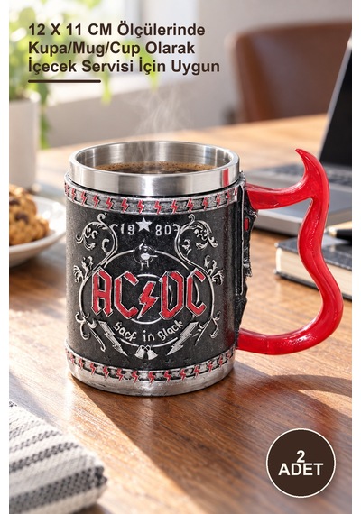2 Adet Paslanmaz Çelik Kupa Bardak 12 X 11 Cm Ölçülerinde Kupa/mug/cup Olarak İçecek Servisi İçin Uygun