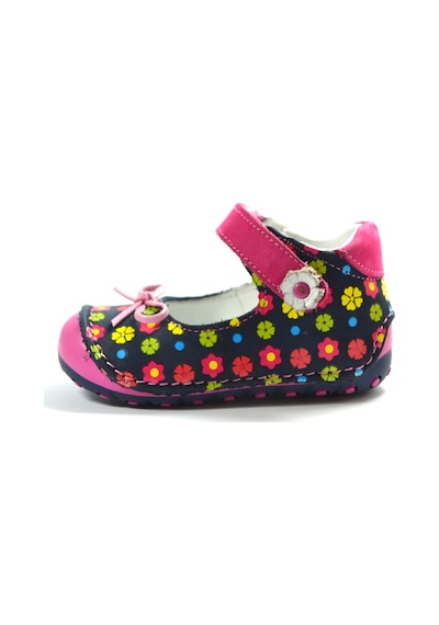 Ozgencshoes Bayrak Lacivert Çiçekli Deri Ortopedik Ilkadım Kız Bebek Ayakkabı Lacivert