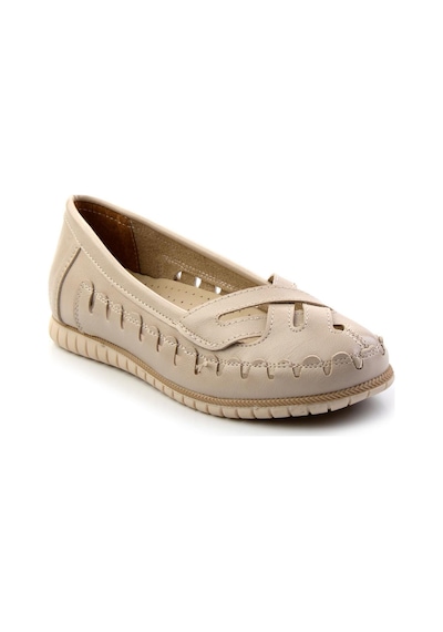 Bambi Bej Leather Kadın Babet K01140005103 Bej