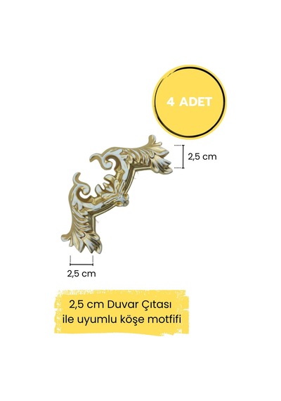 Diecor Dekoratif Polimer 2,5 Cm Duvar Çıtası Uyumlu Köşe Motifi Patina 2,5 Cm Model:xa26