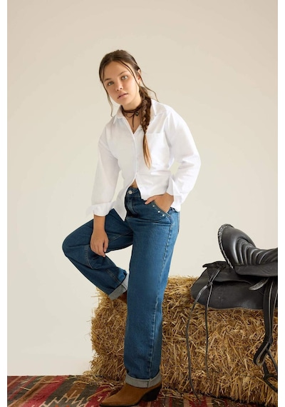 Defacto Koyu Mavi Kız Çocuk Jean Pantolon F7166a8/nm34 KOYU MAVİ