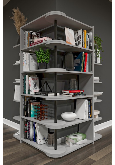 Modern Dönebilen Ayarlanabilir Raflı Ev Ofis Kitaplık %100 Mdf Dekoratif Kütüphane Kitaplık Dk01 Kül Gri Modern Dönebilen Ayarlanabilir Raflı Ev Ofis Kitaplık %100 Mdf Dekoratif Kütüphane Kitaplık Dk01 Kül Gri