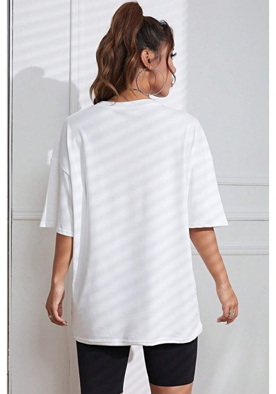 Unisex Smile Baskılı Tasarım Tshirt Beyaz