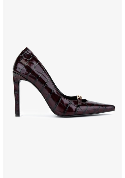Valmenti Kadın Hakiki Deri Bordo Stiletto Ayakkabı 1138 4930 Bn Ayk Sk25-26 Bordo Kroko Bordo