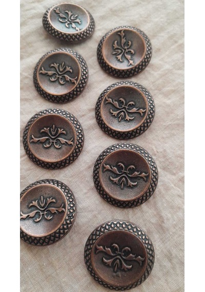 Antık Bakır Metal Düğme 28 Mm 8 Adet