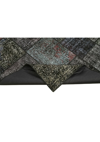 Bespoky Antrasit Geometrik Patchwork Salon Halısı El Dokuma Siyah