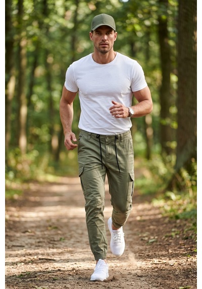 Rizzup Erkek Slim Fit Likralı Açık Yeşil Kargo Jogger Pantolon İpli Bel Lastikli Paça 1601569