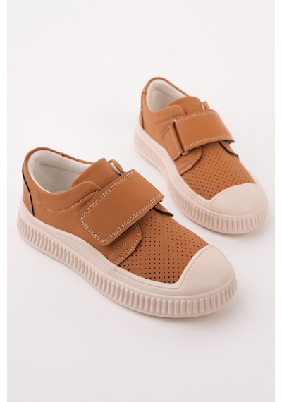 Muggo Rony Cırtlı Delikli Günlük Nefes Alabilen Unisex Çocuk Sneaker Spor Ayakkabı Taba