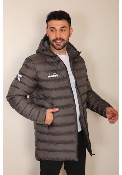 Diadora Roy Anarok Antrasit Erkek Şişme Uzun Mont - Royanarokant Gri