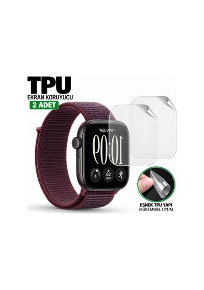 Apple Watch Series 12 46mm İle Uyumlu Ekran Koruyucu A3587 Tpu Şeffaf Çizilmeye Dayanıklı Esnek Yapı 2 Adet