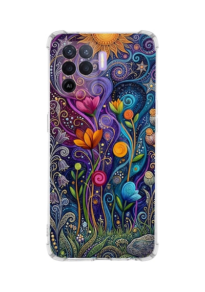 Printify Oppo Reno5 Lite İle Uyumlu Düşlerin Dansı Serisi Rüyalar Ötesi Tasarımlı Uv Baskılı Köşe Korumalı Antişok Kılıf Şeffaf