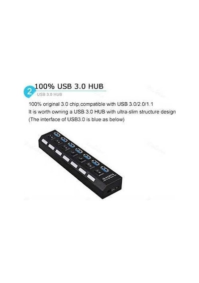 7 Port Usb 3.0 Hub Çoklayıcı Çoğaltıcı Çoklama (250251839)