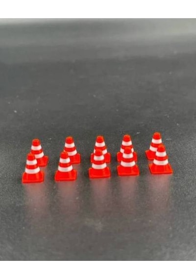 1:64 Ölçek Diaroma Trafik Aksesuarı Dubalar - Turuncu & Beyaz 10 Adet