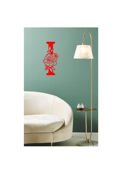 Ahşap Çiçek Işlemeli I Harfi Duvar Dekoru 30 Cm Mdf Tablo