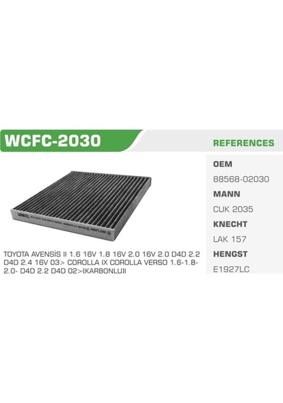 WINKEL WCFC-2030 Polen Filtresi Corolla Uyumlu 03-07 Avensis 03-08