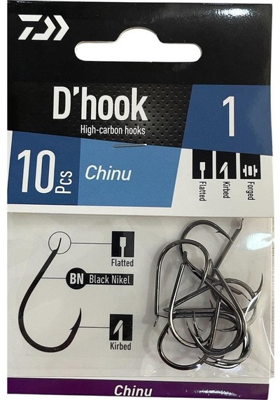 Daiwa D'hook Chinu No:1 Black Nikel Olta İğnesi 10 Adet