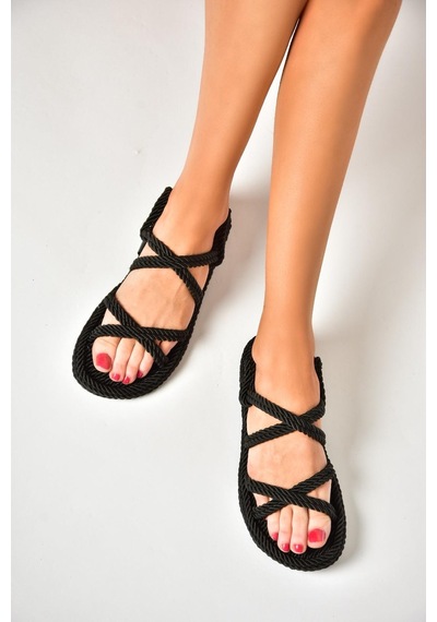 Fox Shoes Siyah Kadın Sandalet H596011704 Siyah