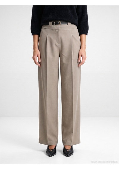 Dilvin 72803 Kemerli Pileli Pantolon-bej
