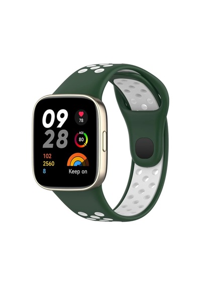 Newface - 616 - Xiaomi Redmi Watch 3 Spor Delikli Kordon - - Edntrend - Haki Yeşil-beyaz