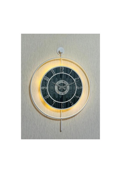 Pey Aksesuar Metal Camlı Duvar Saati 50 X 70 Cm Orta Boy Işıklı Gerçek Cam M51-beyaz-füme-beyaz-gümüş M51-beyaz-füme-beyaz-gümüş
