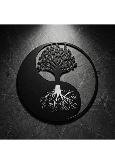 Yin Yang Hayat Ağacı Duvar Tablosu Mdf Lazer Kesim Modern Spiritüel Duvar Süsü Düz Renkli
