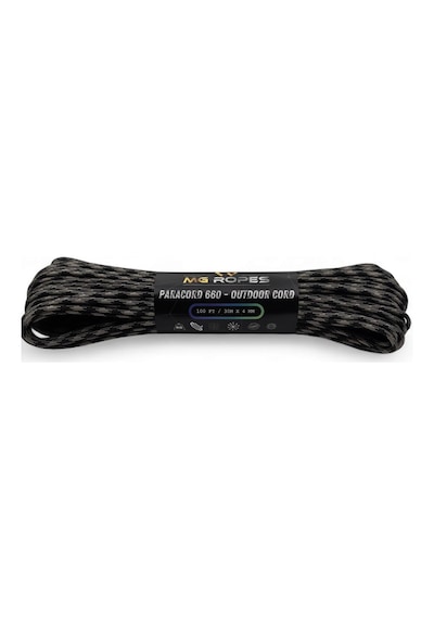 Mg Ropes Bileklik Ve Outdoor Polyester Paracord İp 4 Mm 660 Lb 30 Metre Gri Siyah (10 Çekirdek)