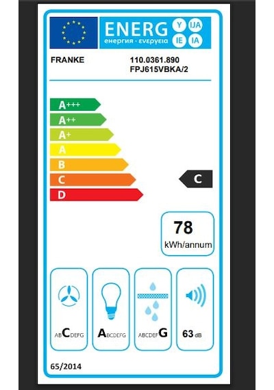 Franke Glass Vertical FPJ 615 V BK A Duvar Tipi 60 CM Davlumbaz