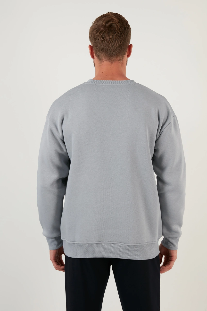 Buratti Regular Fit Bisiklet Yaka Şardonlu 2'Li Paket Erkek Sweat 5905255S2 Açık Gri-Haki